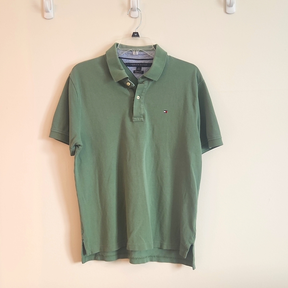 Tommy Hilfiger Green Collared T-Shirt (Medium)